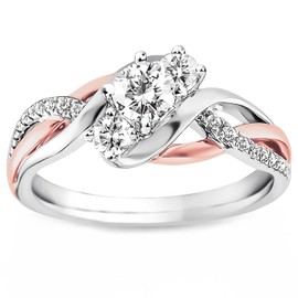 5/8 Carat (ctw) 3 Stone Moissanite engagement rings for women Platinum Plated Silver ring Moissanite rings, Metal, Moissanite