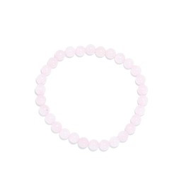 Taddart Minerals Pink Natural Gemstone Rose Quartz Bracelet with 6mm Balls on Elastic Nylon Thread - Handmade, Rubber, rose quartz