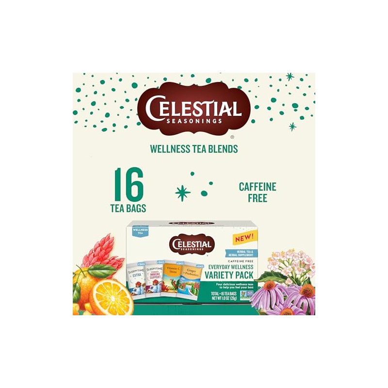 Celestial Seasonings Paquete Variado Everyday Wellness Cafeína Caja Bolsas
