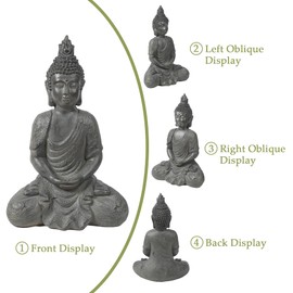 LuxenHome Large Buddha Statue Outdoor and Indoor, 22" Fiber Stone Meditating Buddha Garden Statues Outdoor, Zen Buddha Garden Sculptures & Statues, Outdoor Statues for Garden, Patio, Backyard Deck