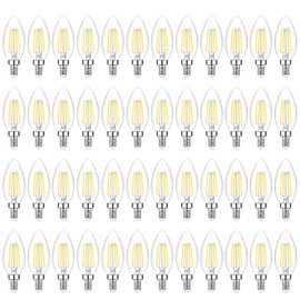 48-Pack Dimmable E12 LED Candelabra Bulbs 60W Equivalent, 5000K Soft Warm White, 600 Lumens B11 Candle Base 6W C35 LED Filament Vintage Light Bulbs, Clear Glass for Chandelier Ceiling Fan High CRI 90+