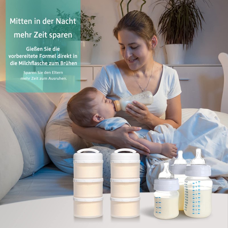 Termichy Milchpulver Portionierer Baby Stapelbar Milchpulver Aufbewahrungsbox 2 Stück (Weiß)
