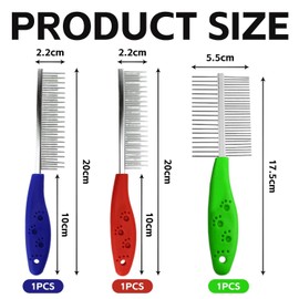 3 Pieces Of Stainless Steel Pet Comb, Long And Short Teeth Single Row Comb, Sparse And Dense Double Row, Comfortable Handle, Cat And Dog Hair Combing, Pet Beauty And Care Tools.
