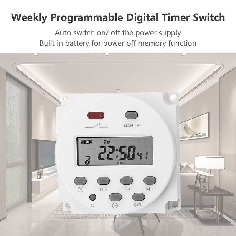 Weekly Programmable Digital Timer Switch Panel Mounted Electrical Timer 16