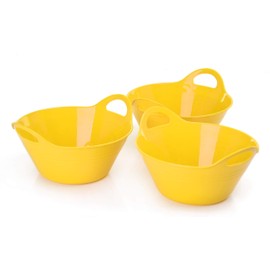 Mintra Home Plastic Bowls with Handles (970ml Small 3pk, Yellow)