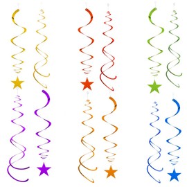 Party Star Swirl Decorations, Blue Foil Ceiling Hanging Swirl Decorations with Star, Whirls Decorations for Birthday | Wedding | Anniversary | Graduation Party Supplies,30 PCS