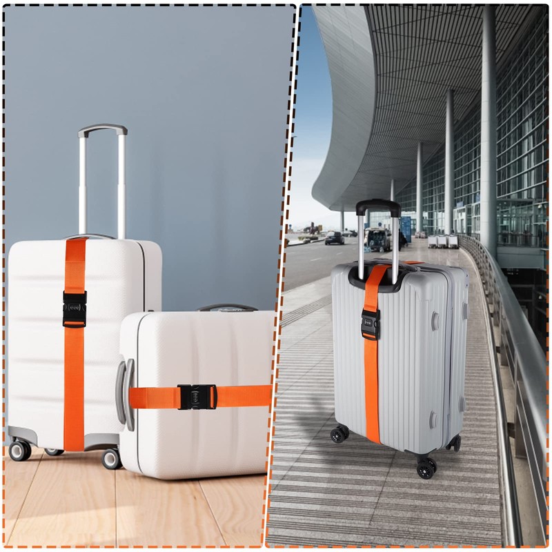 2Pcs Luggage Straps,Orange Packing Belt Suitcase Straps on Your Trip