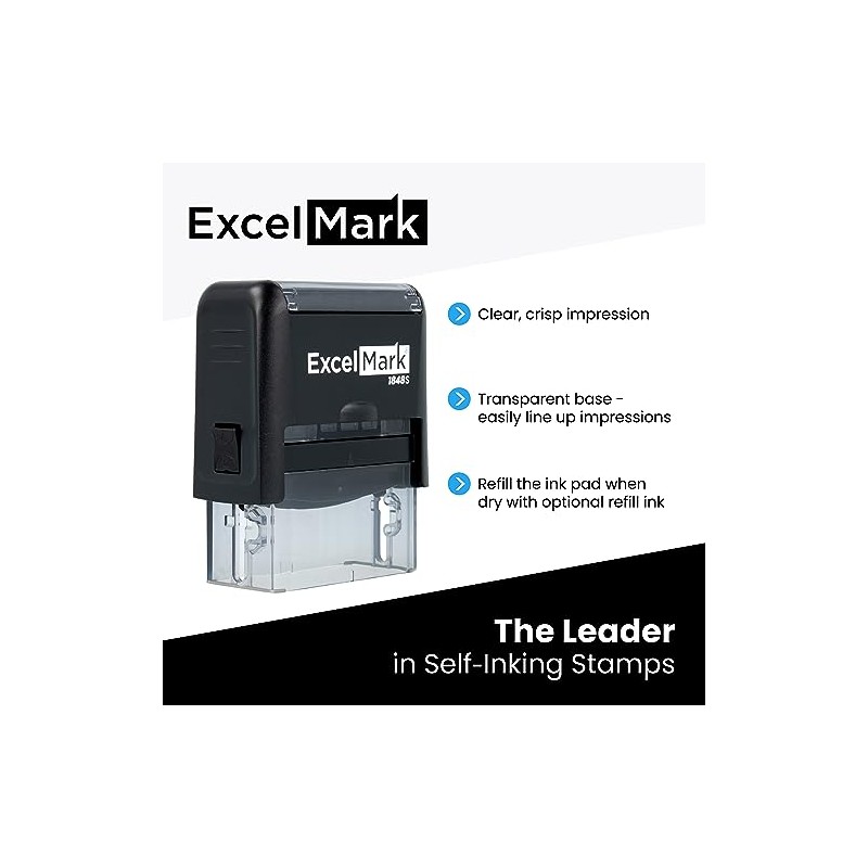 ExcelMark Custom Self Inking Rubber Stamp - Up to 4