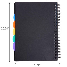 5 Subject Spiral Notebook, B5 Notebooks and Journals, Wide Ruled, Lab Professional Notepad, Colored Dividers with Tabs, 10.01”×7.09”, 290 Pages, Hardcover Memo Planner for School Boys Girls Men Women