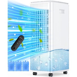 BALKO 25-INCH Evaporative Air Cooler, Swamp Cooler Air Conditioner w/Double Tanks, Smart Timer, 3 Ice Packs, 60W Windowless Air Conditioner, 70° Oscillation,3-Speed Portable Air Conditioners for Room