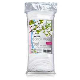 RE-GEN Cotton Wool Pleat 1kg 1000g (10x 100g Packs), Pure Natural 100% Cotton Wool, Super Soft, Absorbent, Gentle on Delicate Sensitive Skin, Re-Sealable Packet, Easy Tear Perforated Folded Wool
