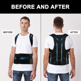 Back Brace Posture Corrector for Men and Women - Improve Posture, Lower Back and Waist Pain, Full Lumbar Support, Shoulder and Neck Stretcher, Adjustable Straps and Breathable Material S(24''-29'')