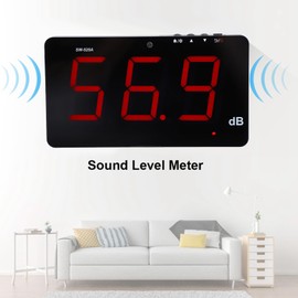 Digital Sound Level Meter 9.6 Inch Wall Hanging Decibel Meter Noise Tester 30-130dB Noise Tester Volume Meter with Alarm Function and Backlight