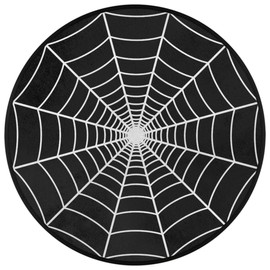 Spider Round Area Rug, Black Spider Web Non-Slip Large Area Rug Machine Washable Circle Rug Floor Mat Carpets for Living Room Bedroom Nursery (5.3ft)