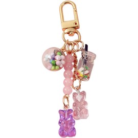 Purple Dreamxue Cute Resin Gummy Bear Key Chain Candy Color Animal Bear Charms Keychains Car Keys Bag Pendant Keyring for Women Men Girls Mom Jewelry Gifts for Christmas Car Accessories, Keychains