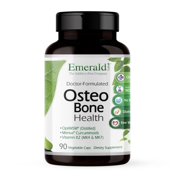 Emerald Labs Osteo Bone Health - Dietary Supplement with Vitamins K1, K2, D3, Opti MSM, and Meriva Phytosome for Strong Bones, Joint Strength, and Immune Support - 90 Vegetable Capsules