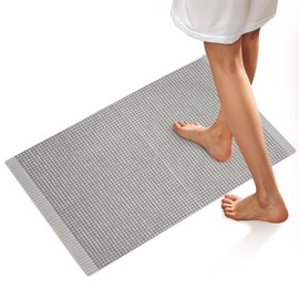 ONSEN Cotton Plush Bath Mat – Ultra-Absorbent, Fast-Drying 100% Cotton Bathroom Rug – Soft, Durable, & Stylish – Oeko-TEX Certified (Grey Fog)
