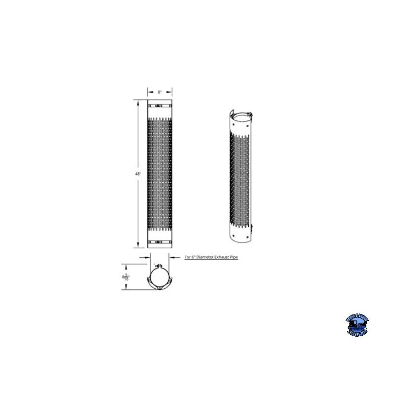 UNITED PACIFIC 48" TALL 180 DEGREE STAINLESS EXHAUST MUFFLER SHIELD
