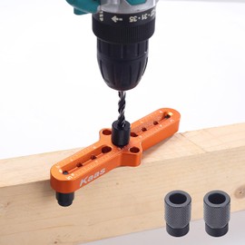 Kaas Self Centering Dowel Jig Kit - Premium Woodworking Tool with Line Scriber Center Finder - Drill Guide for Precise Straight Holes - Includes 1/4", 5/16", 3/8" Bit Guides for Hand Drills