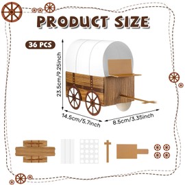 Motipuns 3D Western Covered Wagon Craft Kit Kids Toy Wagon for Vbs Vacation Bible School Supplies Decoration Craft Kits and Activities for Children (36 Pcs)