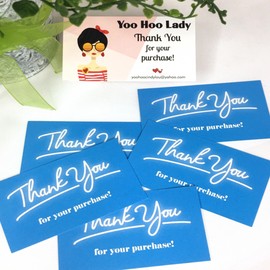 Yoohoolady 100x Business Thank You Cards, Stickers Pretty Things Inside Blue Heart