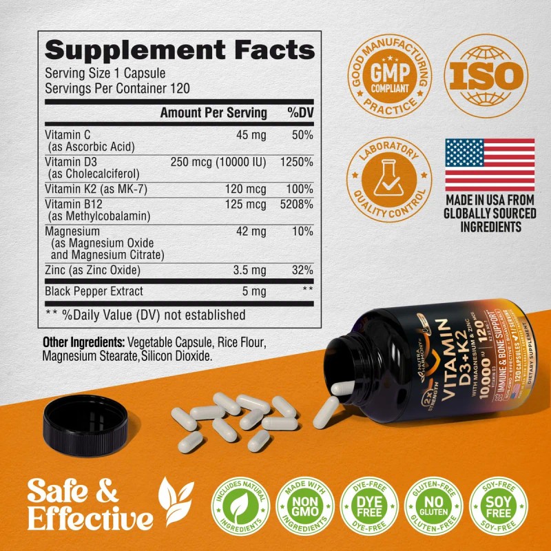Nutraharmony Vitamina D3 10000 Iu K2 Mk-7 120 Cpsulas