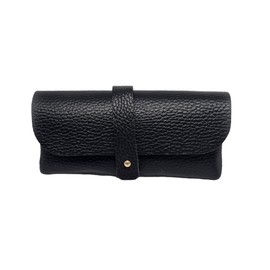 zarolo Leather Belt/Glasses Bag Italian Handmade Leather Glasses Holder Glasses Case, black, Additional pocket