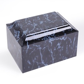 Rsobl Black Marble Cremation Urn Vault for Human Ashes, Adult Sized for Ground Burial, Home Memorial and Funeral Use