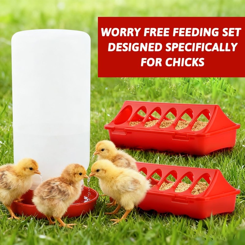 4PCS Chick Feeder and Waterer Kit,3×12-Hole Trough Feeders and 1