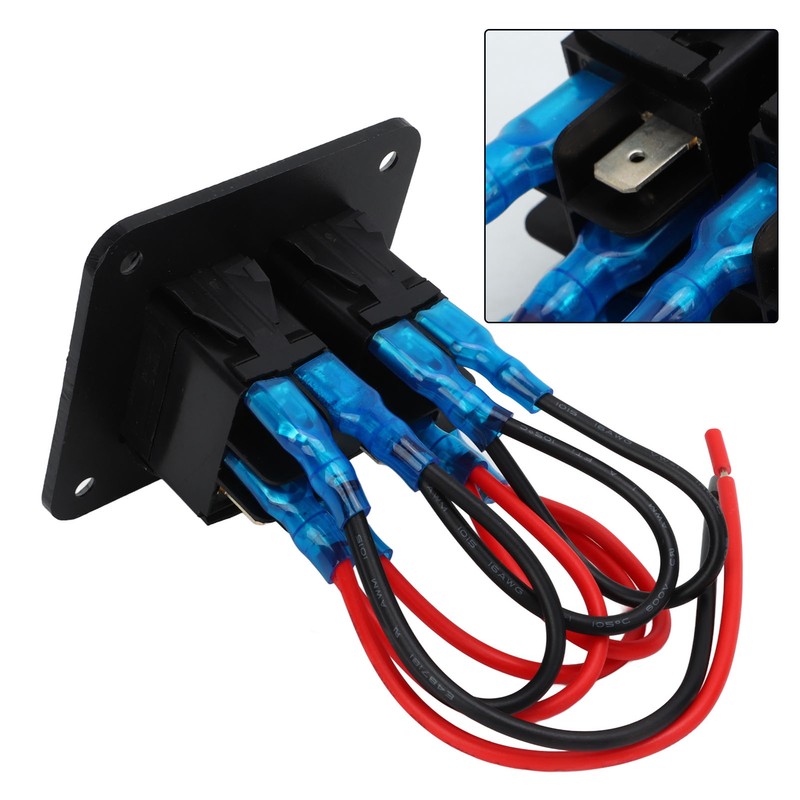 Rocker Switch Panel 2 Gang On Off Pre Wired Red