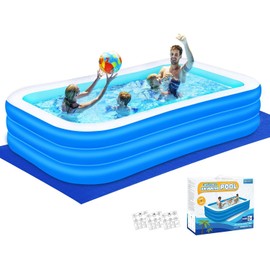 Piscina inflable para niños y adultos 118 x 68 x 22 pulgadas, piscinas inflables de tamaño completo para niños, piscina gruesa duradera sobre el piso