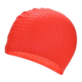 M METERXITY 1-Pack Silicone Teardrop Swim Cap, 7.5" Opening 7.1" H Durable Swimming Hat Unisex Non-Slip Waterproof Swimming Caps for Pool Training/Triathlon [Red]