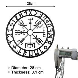 Angelkiss Viking Compass Metal Wall Decoration - Nordic Wall Art in Medieval Design, Weatherproof Metal Sculpture for Living Room, Garden & Bedroom (Black, 28 x 28 cm)