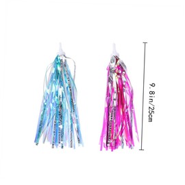 NOLITOY 4 Pack Boys and Girls Tassel Ribbon for Scooter Handlebars Bike Accessories Pink Silver Streamers Easy Clip-on Design for Children's Bikes
