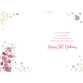 Cherry Orchard, Fabulous Friend 50th Birthday Card, Beautiful Pink Floral design, complete with Envelope