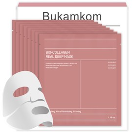 Bukamkom Collagen Mask, Moisturizing, Face Pack, Collagen Pack, Generous, Sheet Mask, Individually Packaged, Stiffened Pore Care, Non-Sticky, Concentrated Care, Dry and Sensitive Skin, Unisex Gift