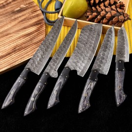Professional Handmade Chef Set Premium 5-Piece Kitchen Collection Carbon Steel Eco-Friendly Dishwasher Safe Culinary Perfectioncolor: Dark Grey, kitchen knife size: Multiple knives