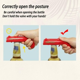 4PCs Cap Gun Bottle Opener, Launcher Shooter Funny Shoots Gun Creative Beer Opener for Drinking Game Family Party Bar Outdoor(4, Black-Blue-Red-Grey)