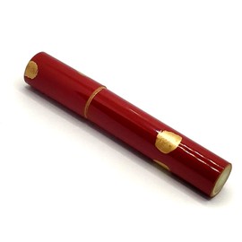 Japanese Bamboo Lacquered Toothpick Holder Case (Portable), Gold Foil (2. Red)