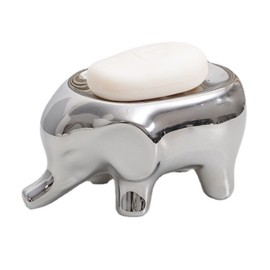 Queen-b Elephant Soap Dish Soap Holder Elephant Stylish Cute Drainer Tray Soap Wash Sponge Bathtub Bathroom Washroom Kitchen Sink Toilet (Silver)