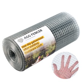 AggFencer 16in x 50ft Hardware Cloth 1/2 inch 19Ga Hot Dipped Galvanized After Welding, Chicken Coop Wire Fence, Garden Plant Welded Metal Wire Fencing Roll Mesh, Poultry Netting Cage Screen