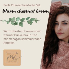 Professional Plant Hair Colour In Various Colours 'Warm Chestnut Brown' Set Incl. Gloves, Cap, Shampoo Without Chemicals, Hair Colour by Thats Me Organic®, The Natural Hairdresser (Warm Chestnut