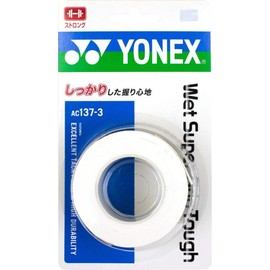 YONEX AC1373 Tennis Badminton Grip Tape, Wet Super Grip Tough (Pack of 3), White