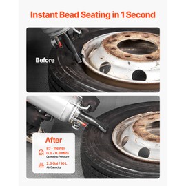 VEVOR Portable Tire Bead Seater, 2.6 Gal/10 L Air Bead Blaster, Handheld Tire Inflator Tool, 87-116 PSI Operating Pressure, Trigger Seating Inflator for Car, Compact SUV, Light Truck, E-Bike, RV, ATV