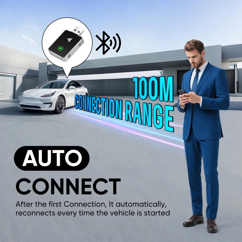 Upgraded Wireless CarPlay Adapter, 2-in-1 Mini Size CarPlay & Android