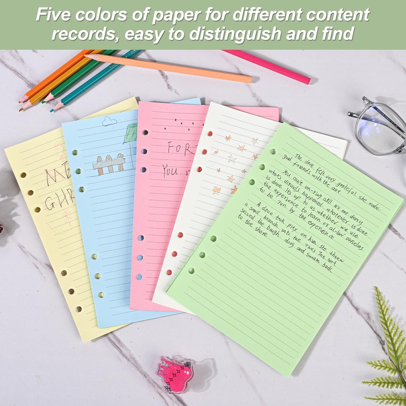 A5 Horizontal Line Loose-leaf Paper, College Scratch 5-Color Filler Paper