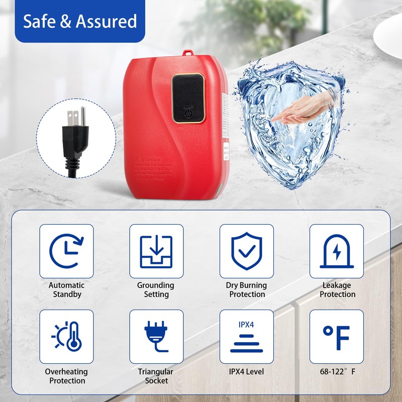 TITIDU Electric Tankless Water Heater, Portable On Demand Instant Hot
