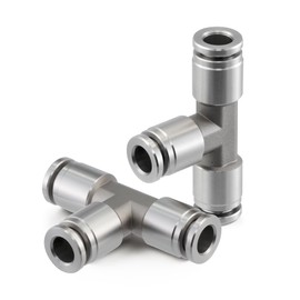 MSAEIQUN 1/4 Inch 304 Stainless Steel Quick Connect Fitting, Push to Connect Tee Union for Air Compressor, Vacuum Systems, Leak-Proof Industrial Pneumatic Connector1
