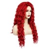 Long Red Curly Wavy Wig for Women Natural Fluffy Synthetic
