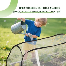 Pop Up Raised Garden Bed Cover -45''x22''x16'' Instant Plant Protection Against Bird, Pests & Squirrel，Plant Net Cover for Raised Bed with Zipper Door for Protecting Vegetable Row